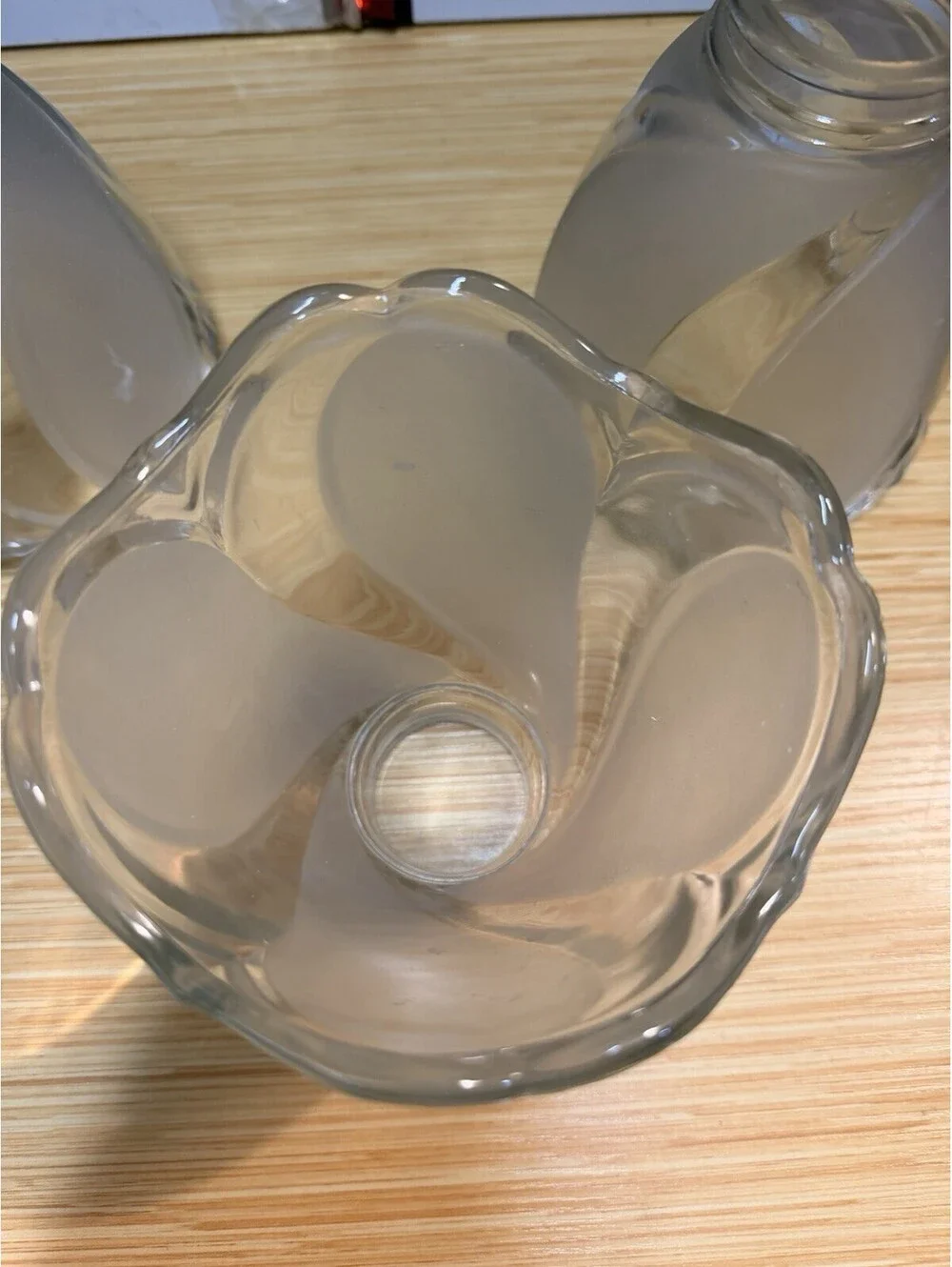 Lot of 3 Frosted Swirl Glass Lamp Shades Chandelier Tulip VTG Or Ceiling Fan *